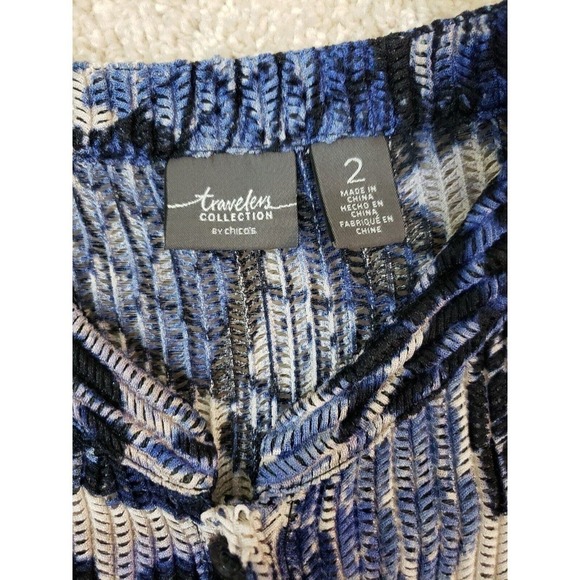 Travelers by Chico's ~Woman Size 2 (Large) ~Multicolor Print Button Front Top - Picture 2 of 12